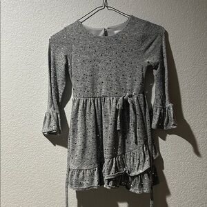 Rare Editions Sparkly Gray Ruffle Dress